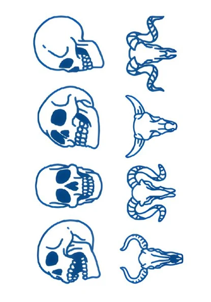 GZ-555 ORTA BOY YARI KALICI KURUKAFA VE BOYNUZLU KURUKAFA DESEN DÖVME-TATTO ürün görseli