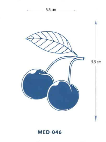 MED-046 YARI KALICI YAPRAKLI KİRAZ DESEN DÖVME-TATTO ürün görseli
