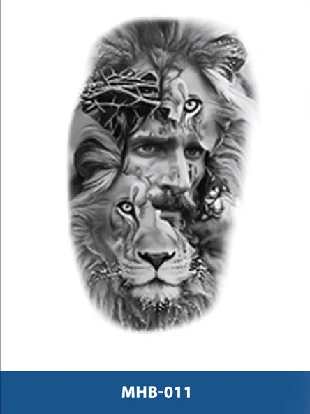 MHB-011 ORTA BOY ASLAN VE YÜZ DESEN GEÇİCİ DÖVME-TATTO ürün görseli