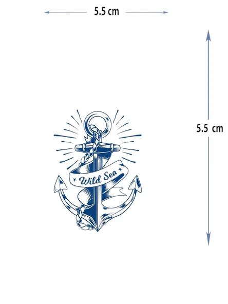 MED-014 YARI KALICI WİLD SEA YAZILI DENİZCİ ÇAPASI DESEN DÖVME-TATTO ürün görseli