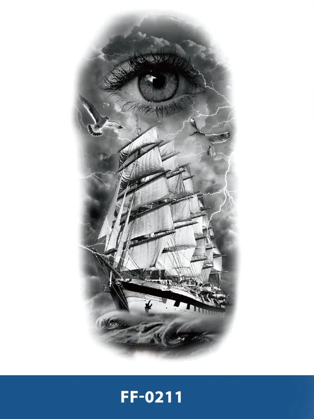 FF-211 ORTA BOY GÖZ VE GEMİ DESEN GEÇİCİ DÖVME-TATTO ürün görseli