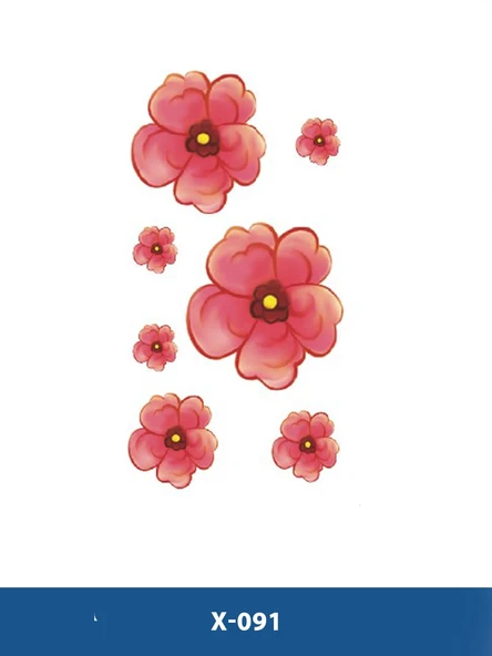 X-091 RENKLİ ÇİÇEK ÇOKLU DESEN GEÇİCİ DÖVME-TATTO ürün görseli
