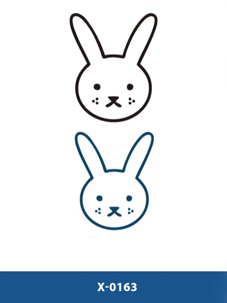 X-163 TAVŞAN ÇİZİM ÇİFT DESEN GEÇİCİ DÖVME-TATTO ürün görseli