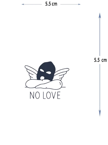 MED-101 YARI KALICI NO LOVE MASKELİ MELEK DESEN DÖVME-TATTO ürün görseli