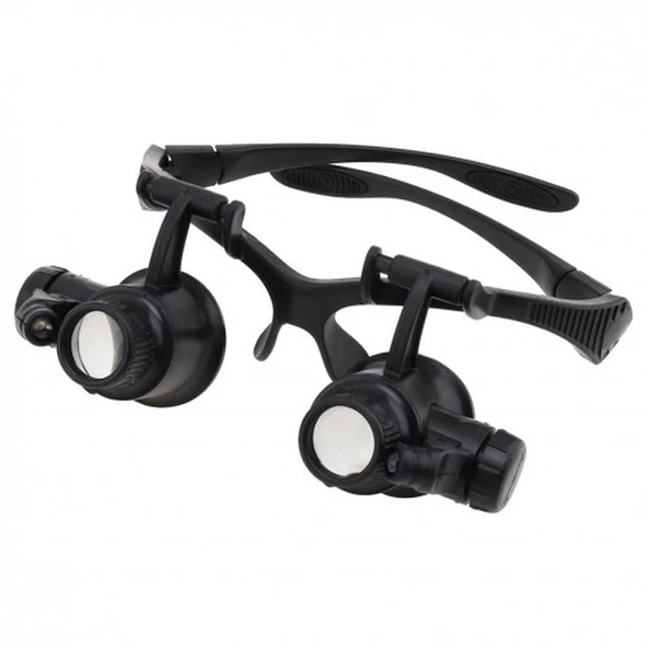 Gözlük Modeli 10X 15X 20X 25X Lens 2 Led Işıklı Büyüteç 9892G - 4