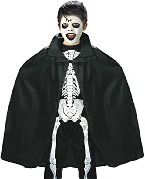 Siyah Renk Yakalı Halloween Pelerini 90 cm - 4
