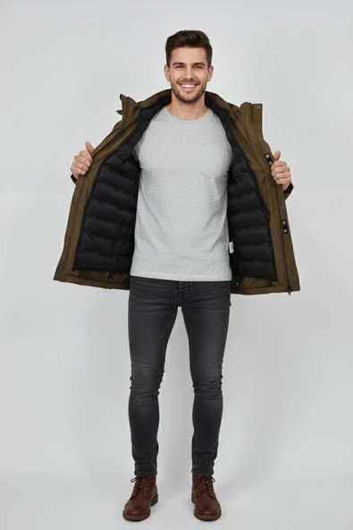 Erkek Kapüşonlu Spor Mont 2 Parça Regular Fit 3361 BGL-ST04901 - Resim 9