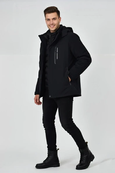 Erkek Kapüşonlu Spor Mont 2 Parça Regular Fit 3361 BGL-ST04901 - Resim 4