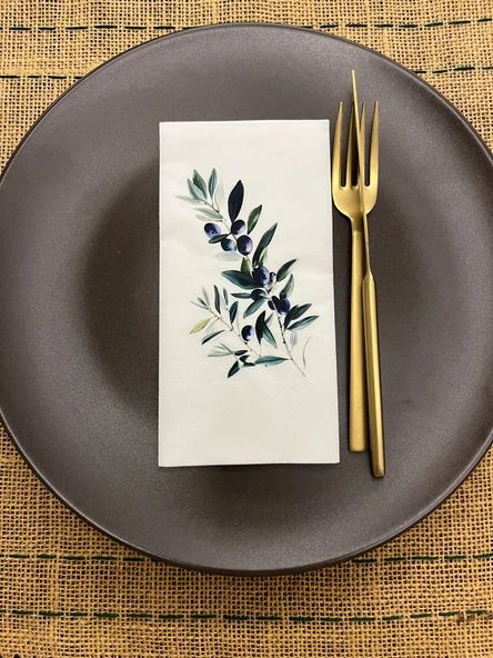 Zeytin Dalı Baskılı Sunum Peçetesi Beyaz 16 Adet ürün görseli