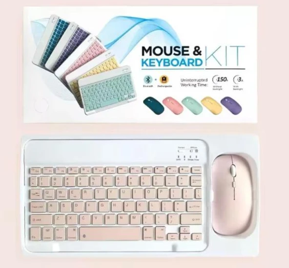 ZR20Km Pembe Kablosuz Klavye Mouse Set