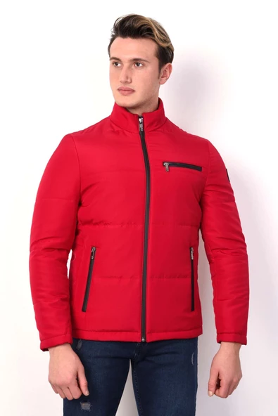 DİK YAKA REGULAR FİT FERMUARLI ERKEK KAPİTONE MONT - 2