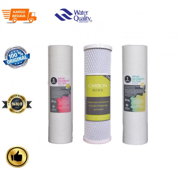 Su Arıtma Cihazı Filtresi 3 lü Filtre Seti Paket Alt Takım