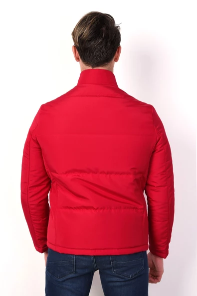 DİK YAKA REGULAR FİT FERMUARLI ERKEK KAPİTONE MONT - 3