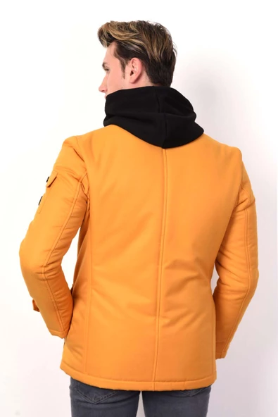 DİK YAKA CEP KAPAKLI REGULAR FİT FERMUARLI ERKEK KAPİTONE MONT - 3