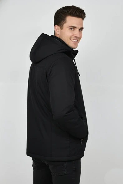 Erkek Büyük Beden Kapüşonlu Mevsimlik Spor Mont 99538 BBGL-ST04877 - Resim 6