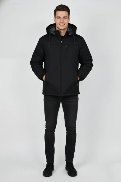 Erkek Büyük Beden Kapüşonlu Mevsimlik Spor Mont 99538 BBGL-ST04877 ürün görseli