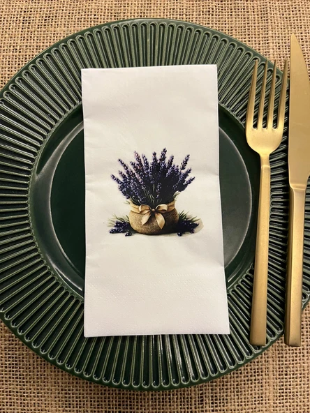 Lavanta Demeti Baskılı Sunum Peçetesi Beyaz 16 Adet ürün görseli