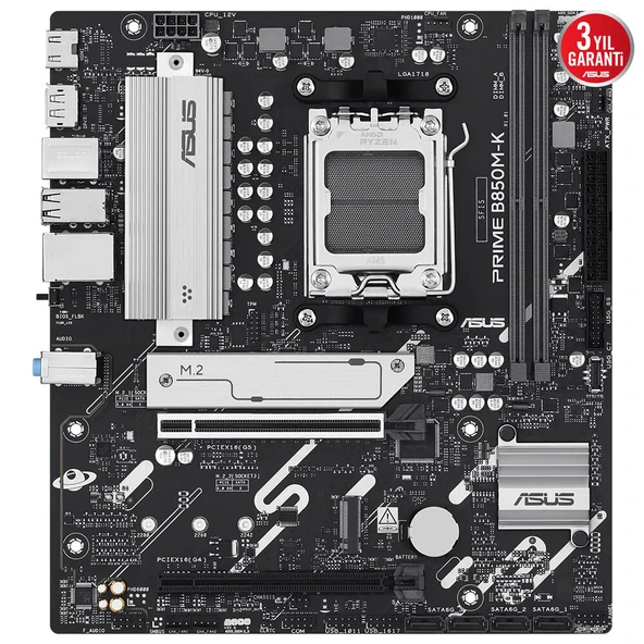 ASUS PRIME B850M-K AM5 DDR5 8400MHZ(OC) HDMI mATX ANAKART - Resim 2