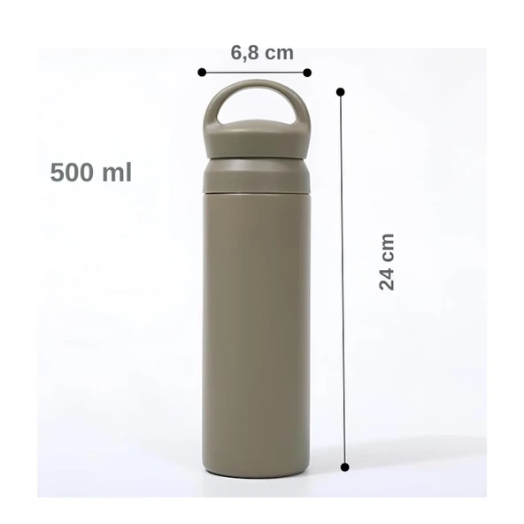 Paslanmaz Çelik Tutacaklı Termos 500 ml -Vakumlu Sızdırmaz Termos - Resim 3