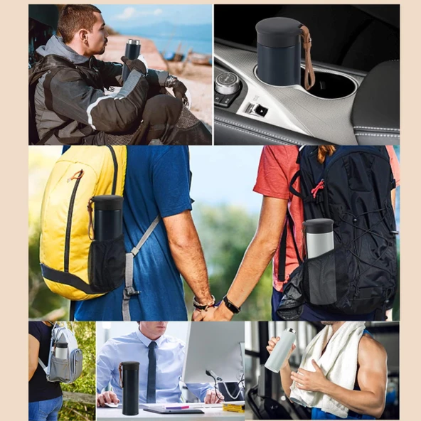 600 ml Paslanmaz Çelik Termos, Çift Katmanlı, Sızdırmaz Kapaklı - Resim 9