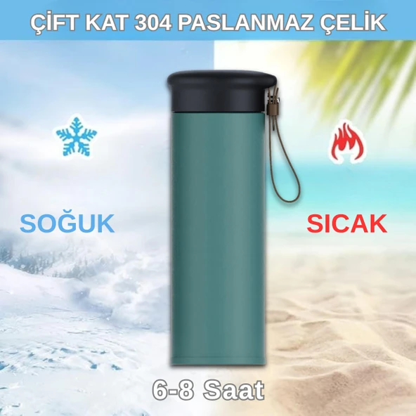 600 ml Paslanmaz Çelik Termos, Çift Katmanlı, Sızdırmaz Kapaklı - Resim 5