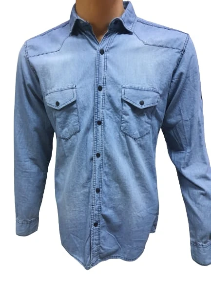 Tarz Erkek Slim Fit Yıkama Kot Gömlek 1001 - Resim 2