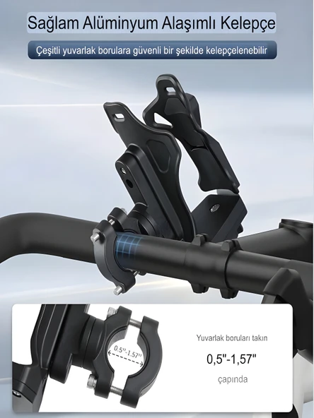 Reflektörlü Sarsıntı & Titreşim Engelli Led Işıklı Gidon Ve Koruma Demiri Bağlantılı Matara Tutucu - Resim 3