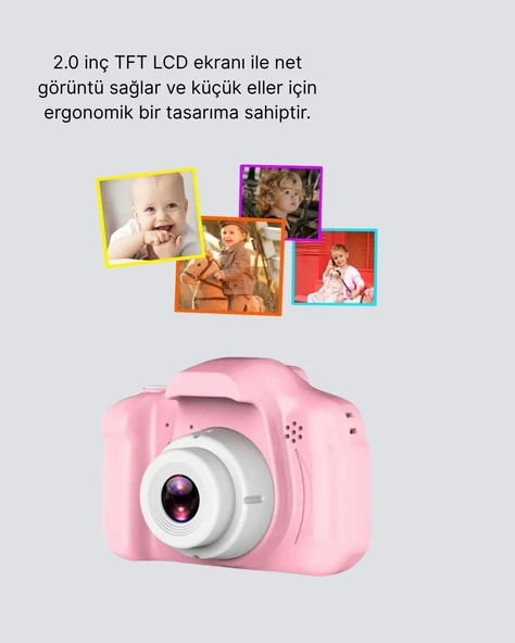 Mini Dijital Çocuk Kamerası 8MP HD Ekranlı 1080P Video ve Şarjlı - Resim 3