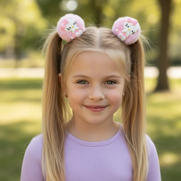 Hello Kity Peluş Lastikli Kız Çocuk Toka Set 2li ürün görseli 1