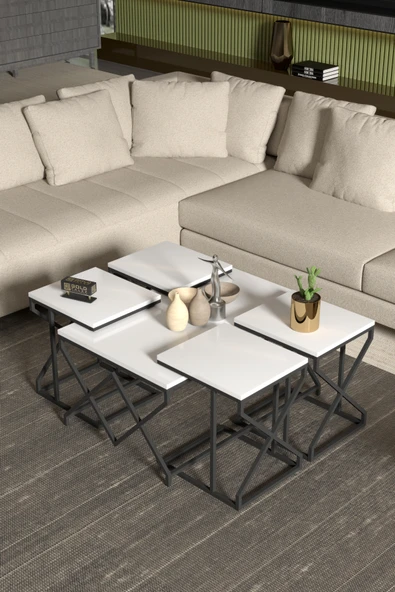 Tv Sehpası Mira Gümüş 5033 Beyaz 160 Cm 35 Cm 50 Cm - 5