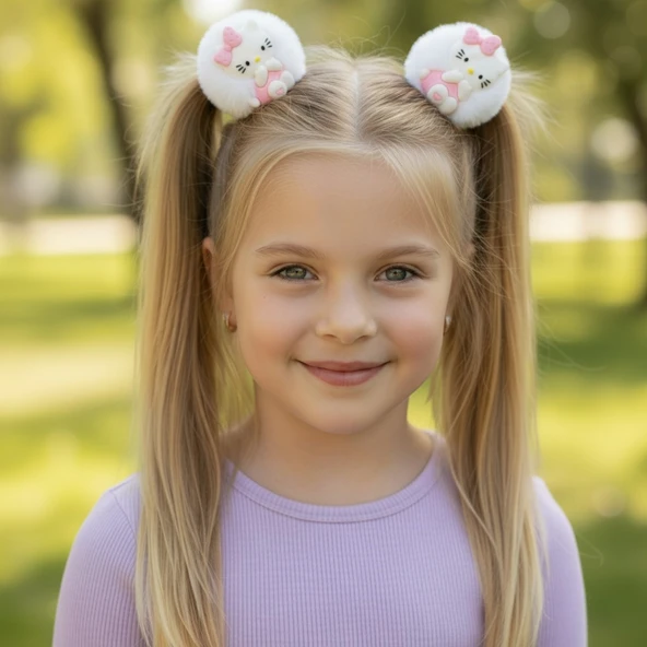 Hello Kity Peluş Lastikli Kız Çocuk Toka Set 2li - Resim 12