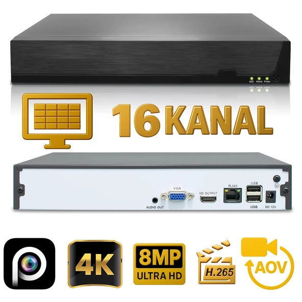 HiEasy 4 Kameralı 8MP NVR Güvenlik Seti (256GB SSD Dahil) – 4K AOV PTZ Kontrol H.265+ 7/24 Kayıt - Resim 2