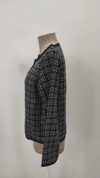 Kadın Uzun Kollu önü Açık şanel Kısa Hırka - Resim 8