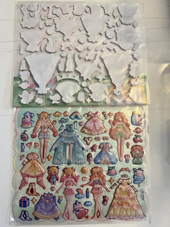 Sticker Prenses Elbise Giydirme Etkinlik Oyunu 2 Kartela Birden Model9 - Resim 2