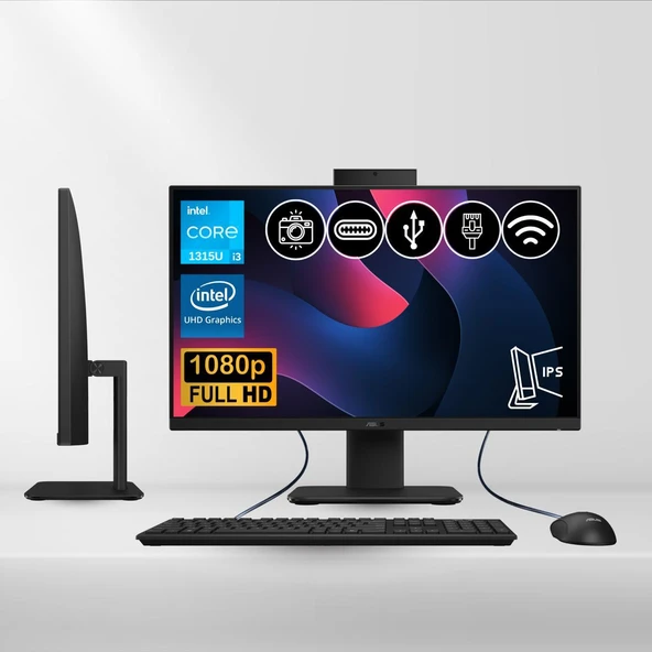 Asus V440VAK-I38256B0D ATL2 i3-1315U 8GB DDR5 1TB Nvme SSD 23.8" IPS FHD Fdos Siyah All In One Bilgisayar ürün görseli 1