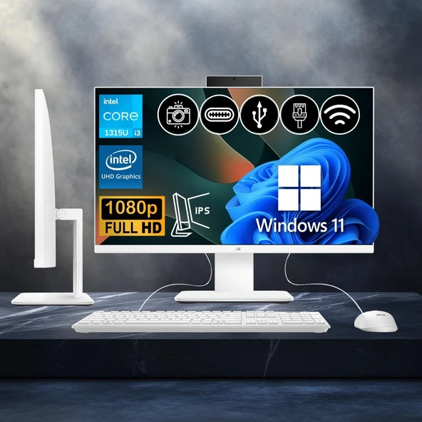 Asus V440VAK-I38256W0D ATL24 i3-1315U 8GB DDR5 1TB Nvme SSD 23.8" IPS FHD W11Pro BEYAZ All In One Bilgisayar ürün görseli 1