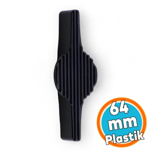 Siyah Kulp Düğme 64 mm Çekmece Mutfak Salon Odası Mobilya Dolabı Dolap Kulpu Kulbu Plastik Kulp - 2