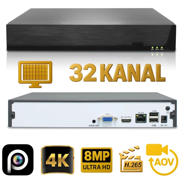 HiEasy 32 Kameralı 8MP NVR Güvenlik Seti (8TB HDD Dahil) – 4K AOV PTZ Kontrol H.265+ 7/24 Kayıt - Resim 3