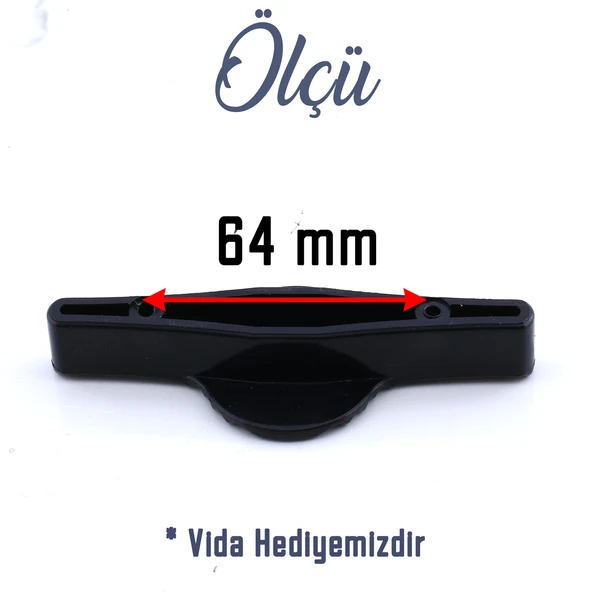 Siyah Kulp Düğme 64 mm Çekmece Mutfak Salon Odası Mobilya Dolabı Dolap Kulpu Kulbu Plastik Kulp - 4