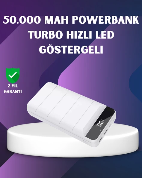 50000mAh Yüksek Kapasiteli Powerbank Hızlı Şarj ve LED Ekranlı ürün görseli 1