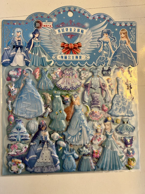 Sticker Prenses Elbise Giydirme Etkinlik Oyunu 2 Kartela Birden Model4 ürün görseli 1