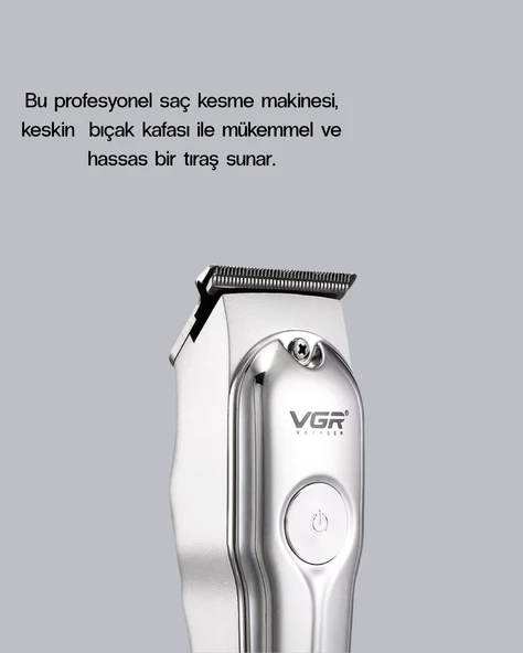 Gümüş Desenli Şarjlı Tıraş Makinesi – 120 Dakika Çalışma Süresi, 3 Başlıklı - 5