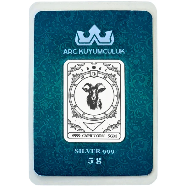 Ocak Ayı Doğumlarına Özel Oğlak Burcu Sembolü Hediyeye Özel 5 Gram 999 Ayar Gümüş Külçesi-783