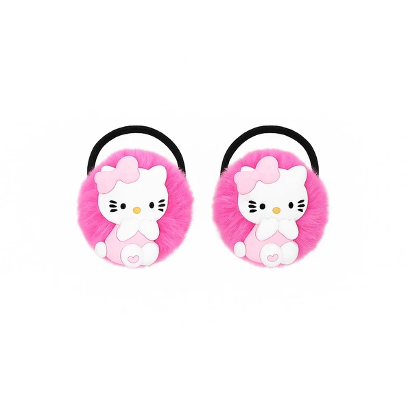 Hello Kity Peluş Lastikli Kız Çocuk Toka Set 2li - Resim 8