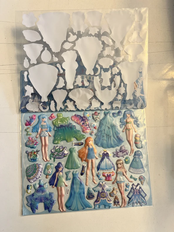 Sticker Prenses Elbise Giydirme Etkinlik Oyunu 2 Kartela Birden Model4 - Resim 2