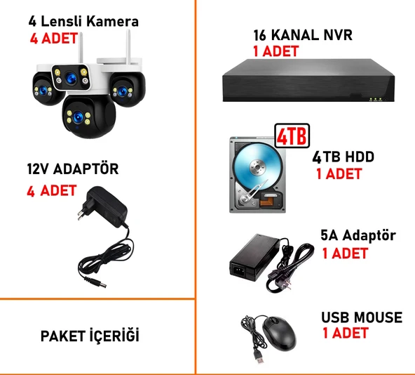 HiEasy 16 Kameralı 8MP NVR Güvenlik Seti (4TB HDD Dahil) – 4K AOV PTZ Kontrol H.265+ 7/24 Kayıt - Resim 4