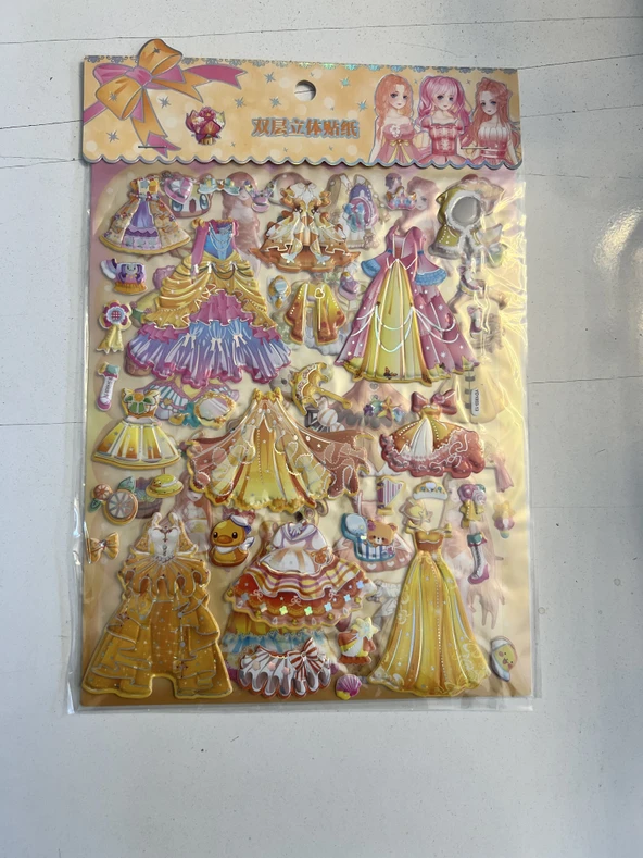 Sticker Prenses Elbise Giydirme Etkinlik Oyunu 2 Kartela Birden Model16 ürün görseli 1