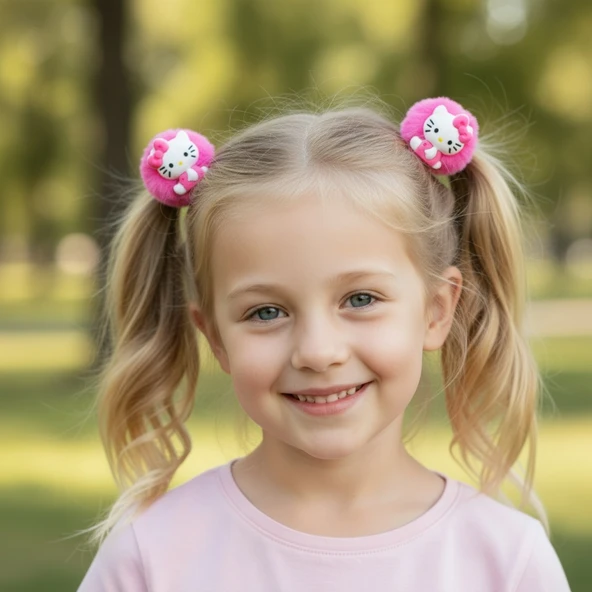 Hello Kity Peluş Lastikli Kız Çocuk Toka Set 2li - Resim 9