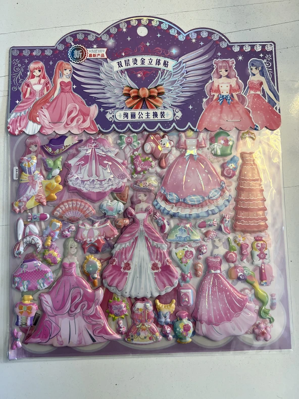 Sticker Prenses Elbise Giydirme Etkinlik Oyunu 2 Kartela Birden Model13 ürün görseli 1