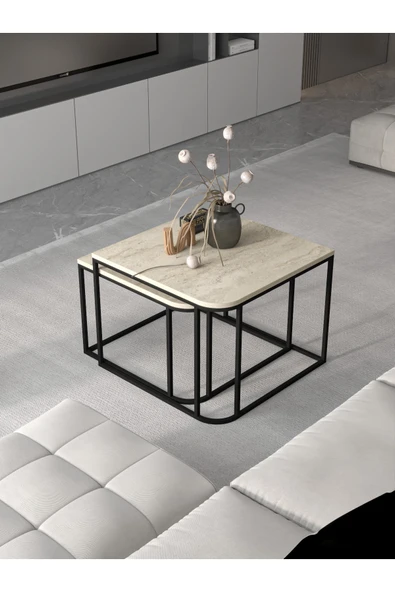 Orta Sehpa Damla İkili Lüx Traverten - 4